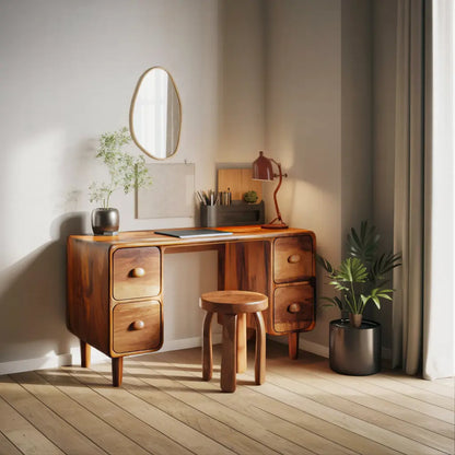 Modern Rounded Corner Desk With Drawers For Home Office Workspace Lynnsnail