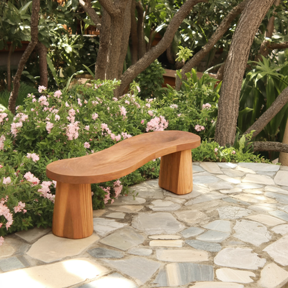 Organic Curved Wood Bench For Garden Or Entryway Lynnsnail