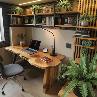 Rustic Office Desk With Live Edge Design For Home Workspace Lynnsnail