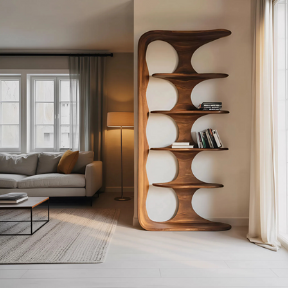 Contemporary Sculptural Vertical Bookshelf For Living Room Lynnsnail