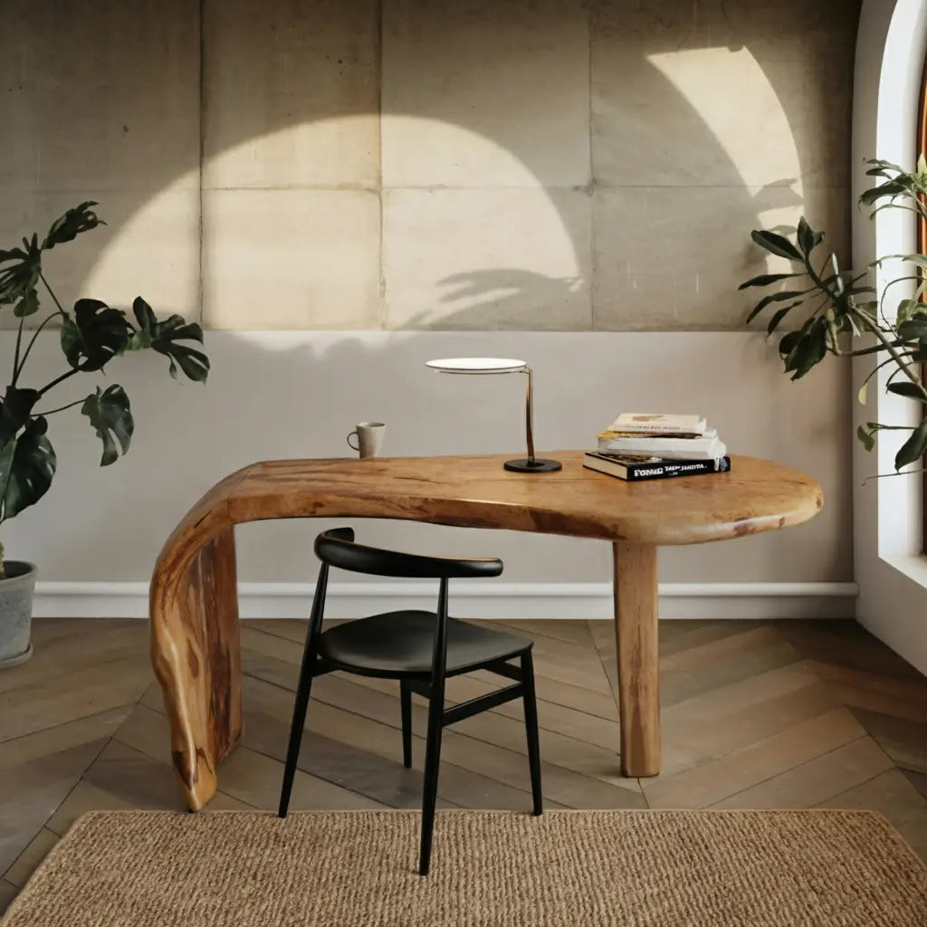 Live Edge Desk With Organic Curved Design For Home Office And Workspace Lynnsnail