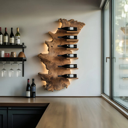 Handcrafted Wooden Live Edge Wine Holder For Bar Display Art Lynnsnail