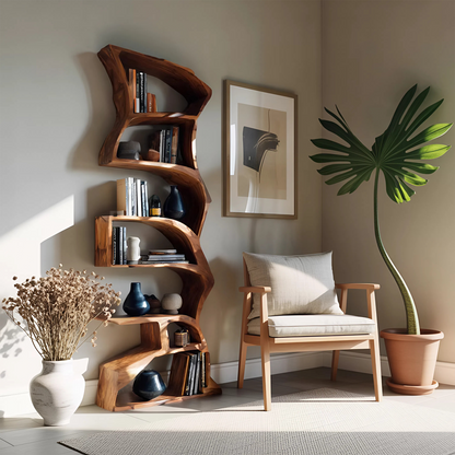 Modern Bookshelf With Curved Design For Study Lynnsnail