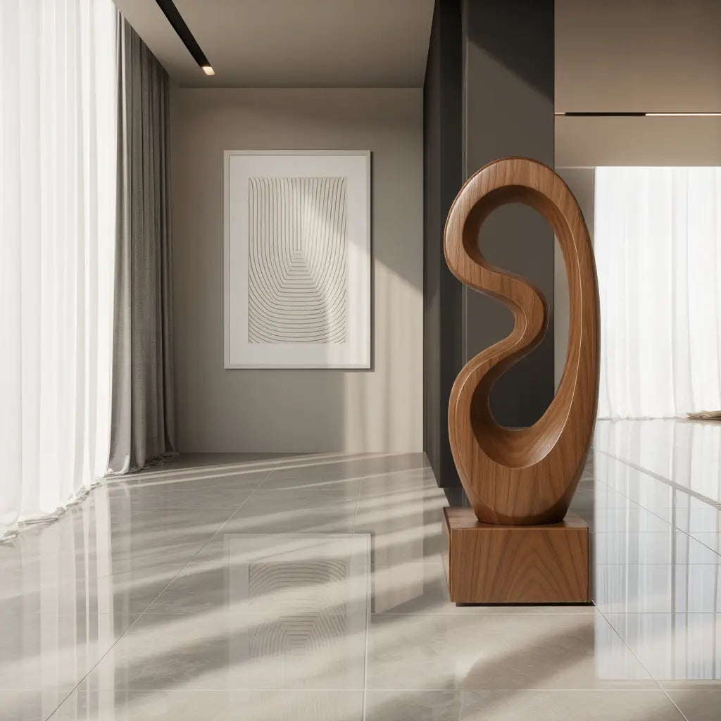 Rustic Solid Wood Abstract Statue For Interior Design Lynnsnail