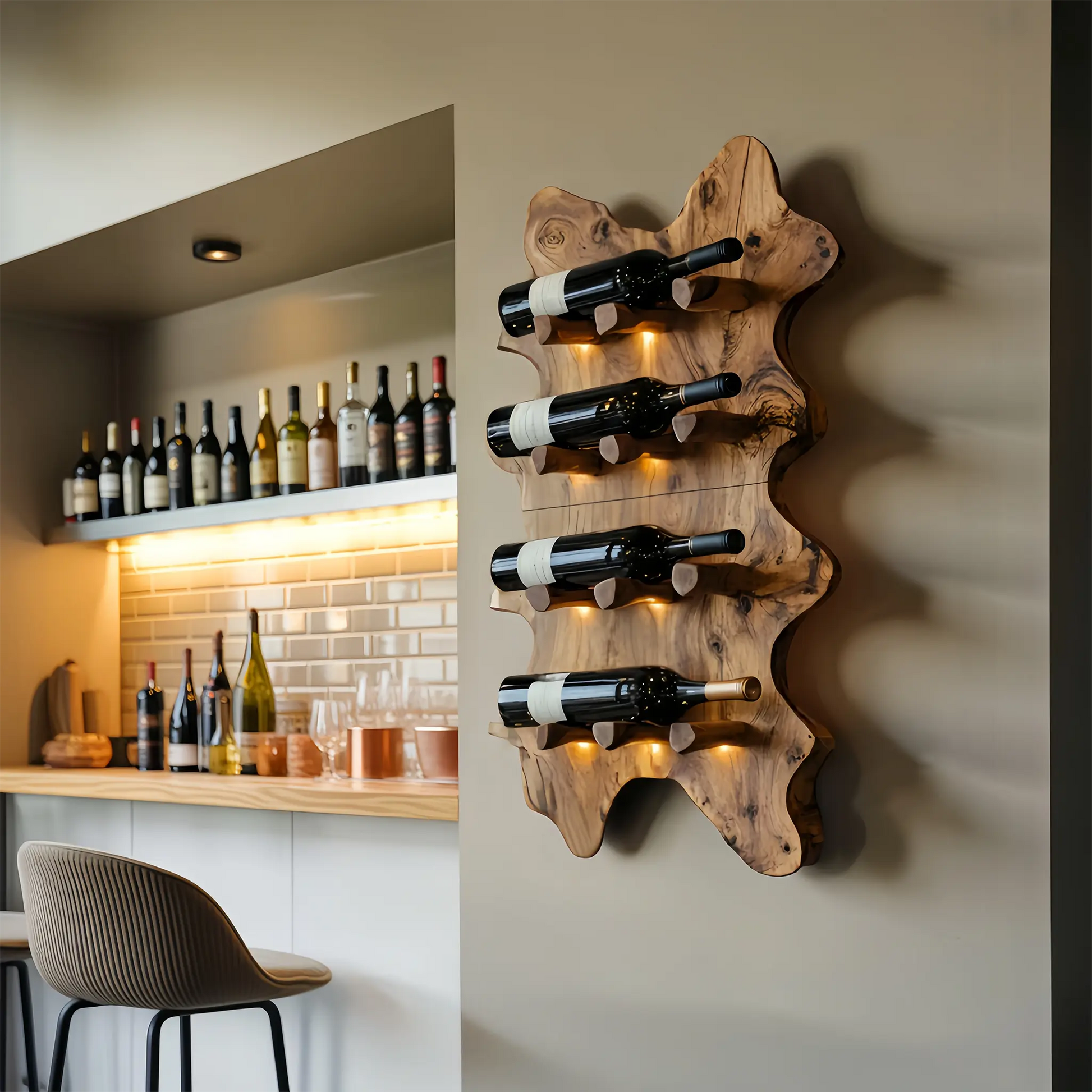 Rustic Live Edge Wall Wine Rack For Cozy Dining Rooms Lynnsnail