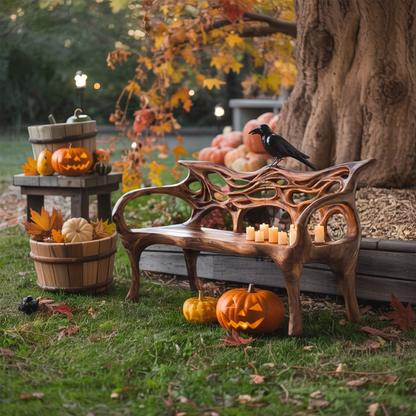 Mid Century Solid Wood Halloween Bench For Outdoor Design Lynnsnail