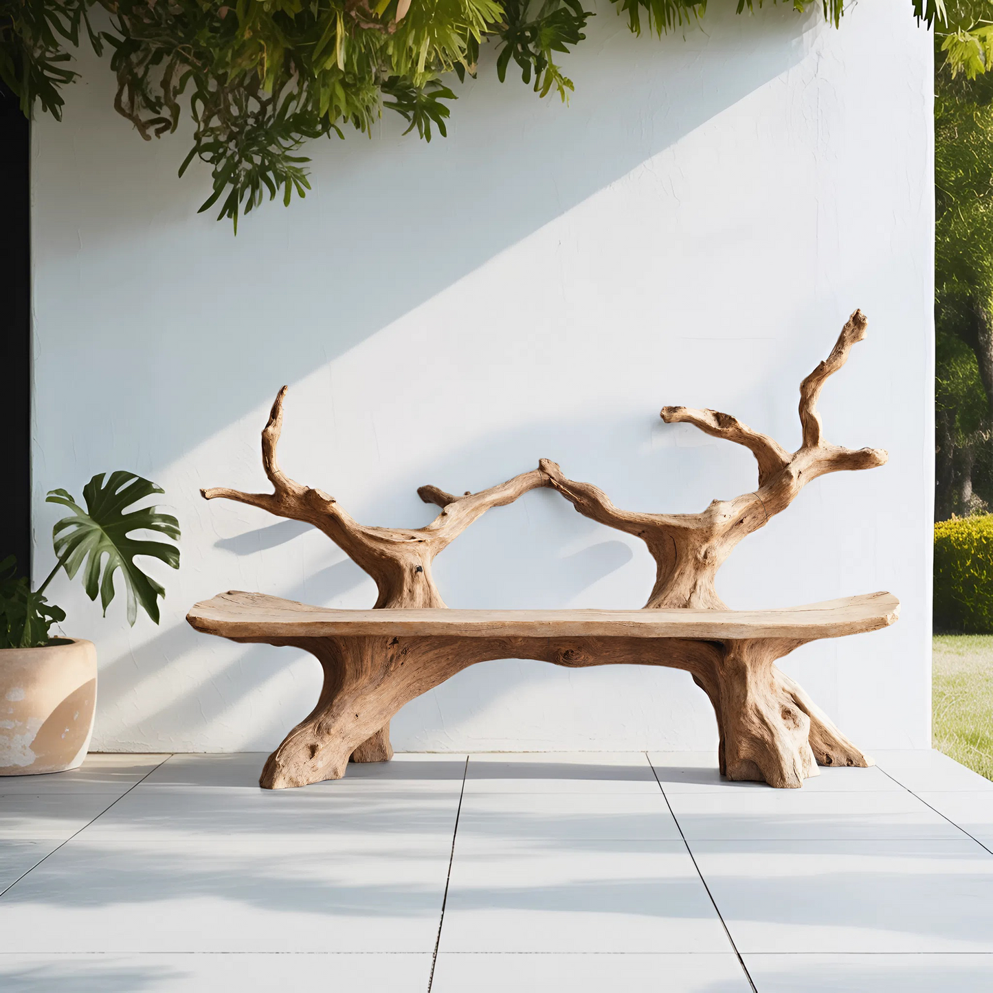 Mid Century Live Edge Bench For Elegant Patio Lynnsnail