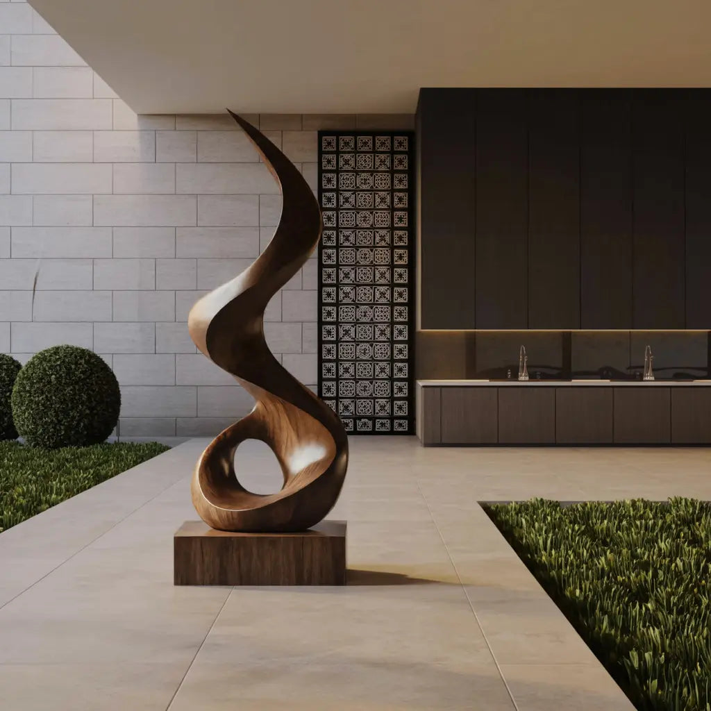Mid Century Abstract Wooden Sculpture For Outdoor Garden Lynnsnail