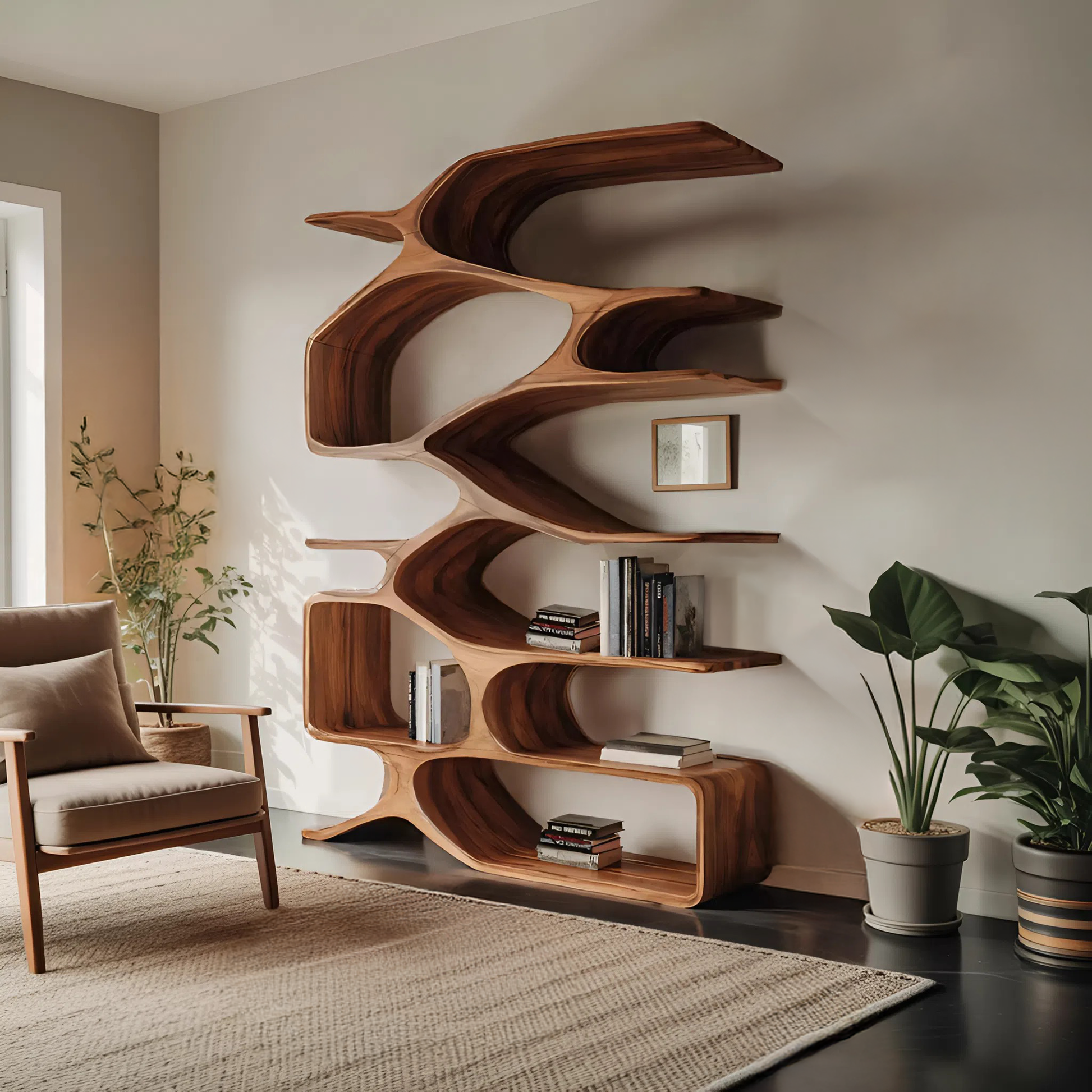 Organic Sculptural Bookshelf For Living Decor Lynnsnail