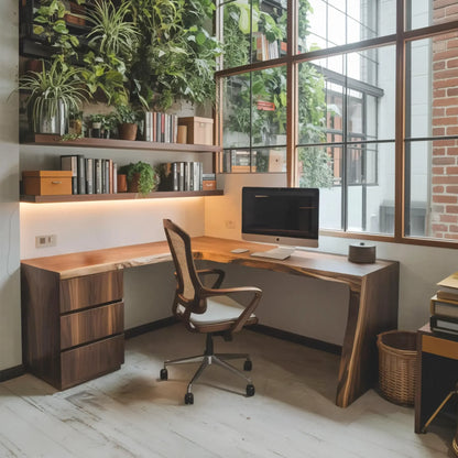 Modern Live Edge L Shaped Desk For Minimalist Home Office Lynnsnail