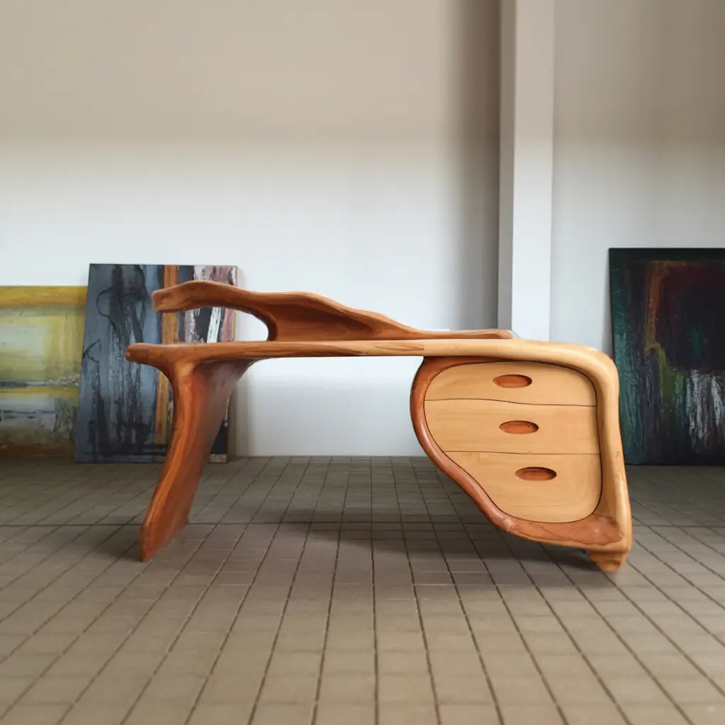 Modern Sculptural Desk With Drawers For Home Office And Studio Workspace Lynnsnail