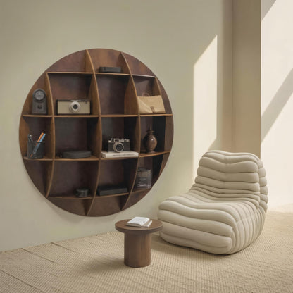 Modern Round Wall Mounted Shelf With Compartments For Living Room Office And Entryway Lynnsnail