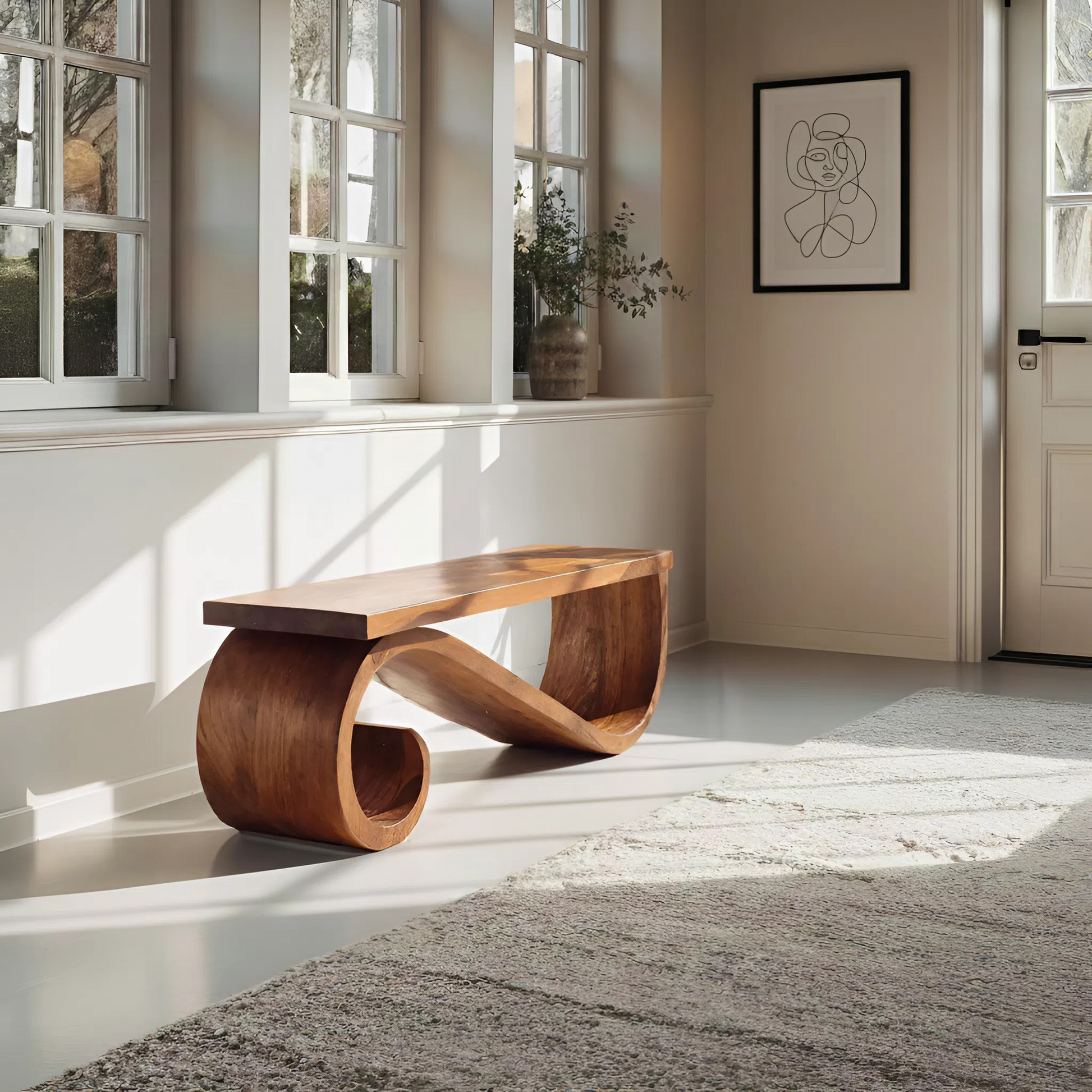 Organic Sculptural Bench For Entryway Or Living Room Lynnsnail