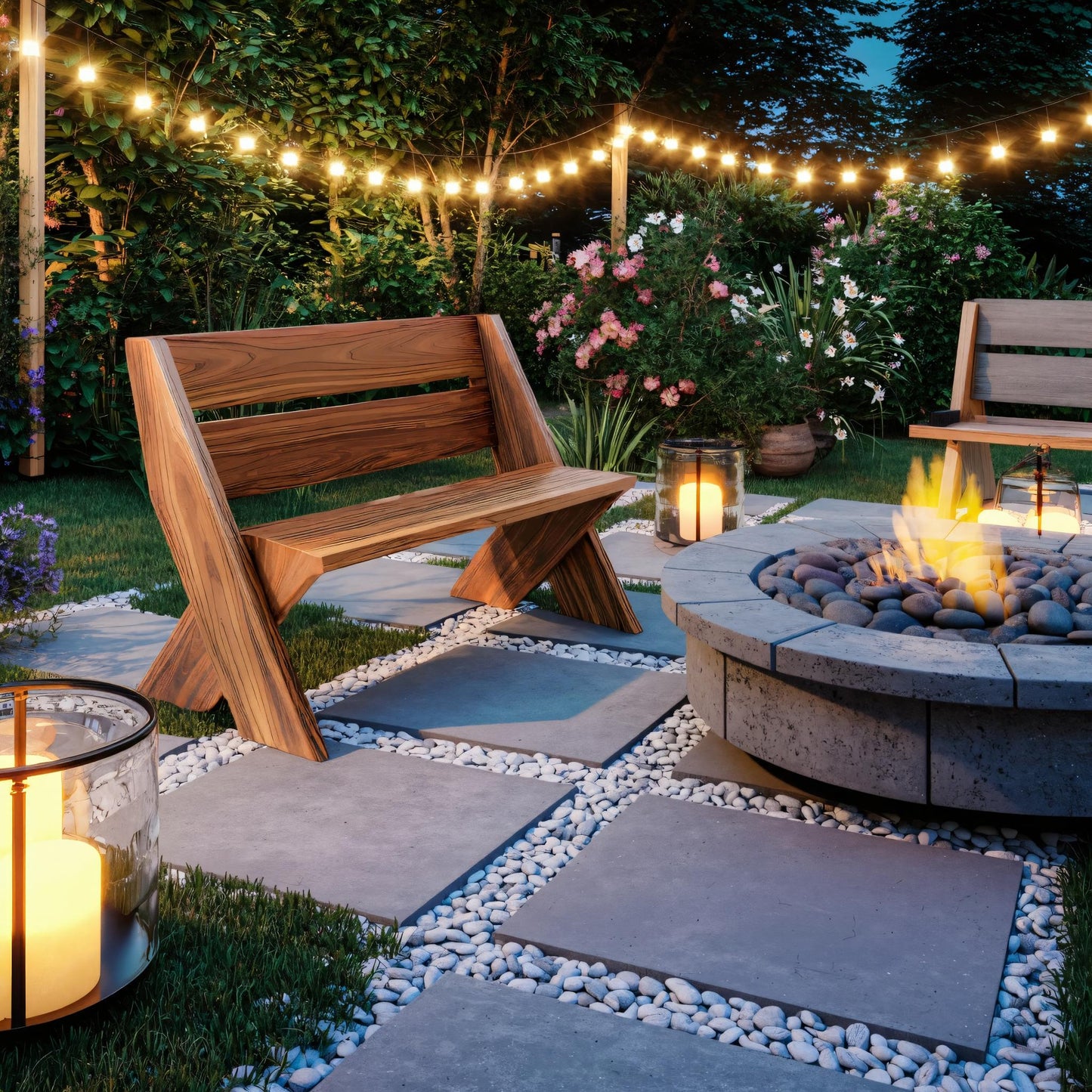 Modern Outdoor Bench With Angled Legs For Garden Patio And Backyard Lynnsnail