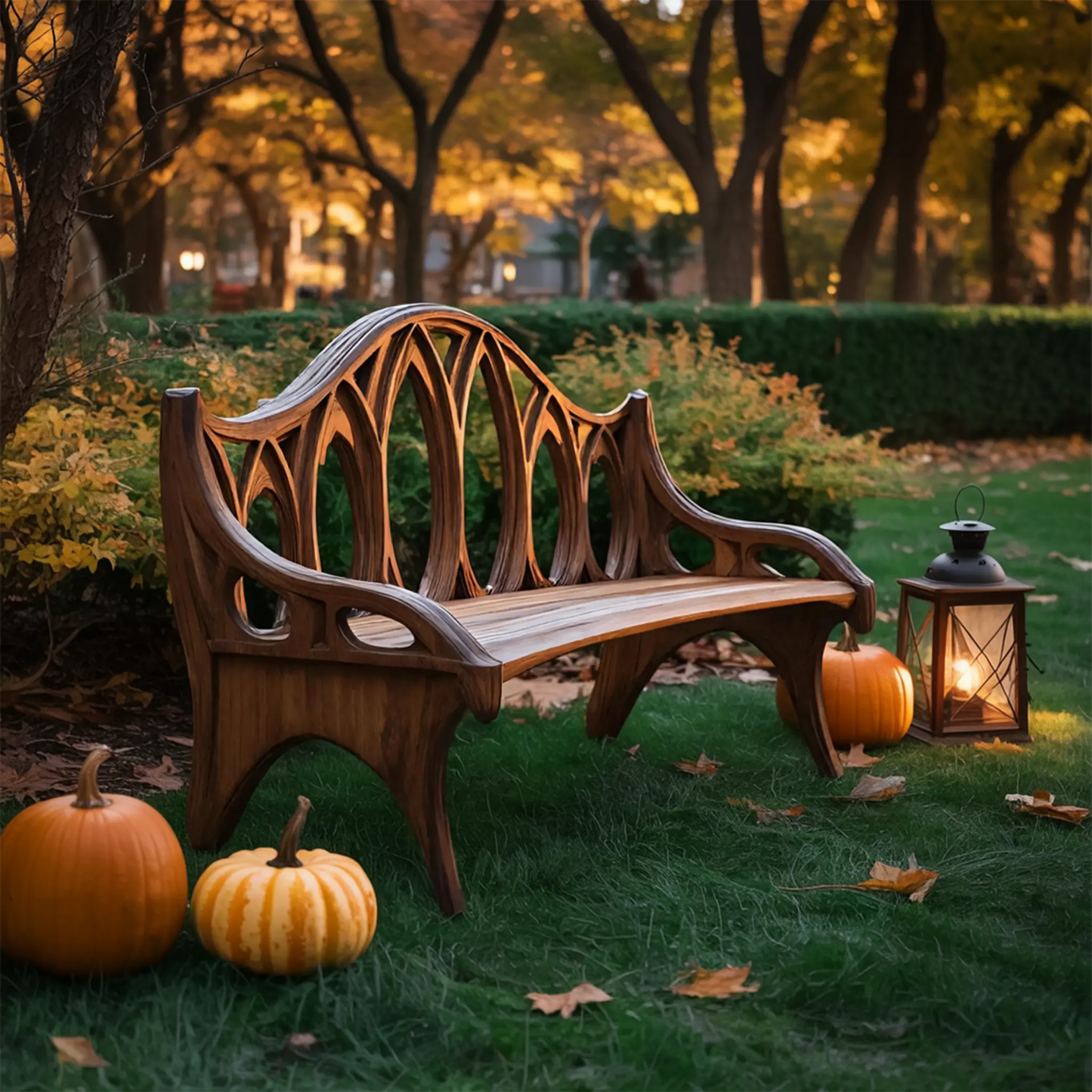 Farmhouse Solid Wood Halloween Bench For Outdoor Porch Design Lynnsnail