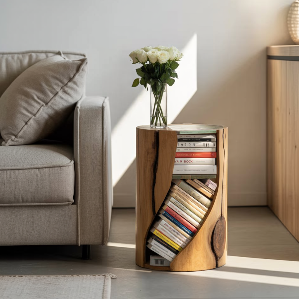 Modern Organic Bookcase With Accent Design For Living Room Lynnsnail
