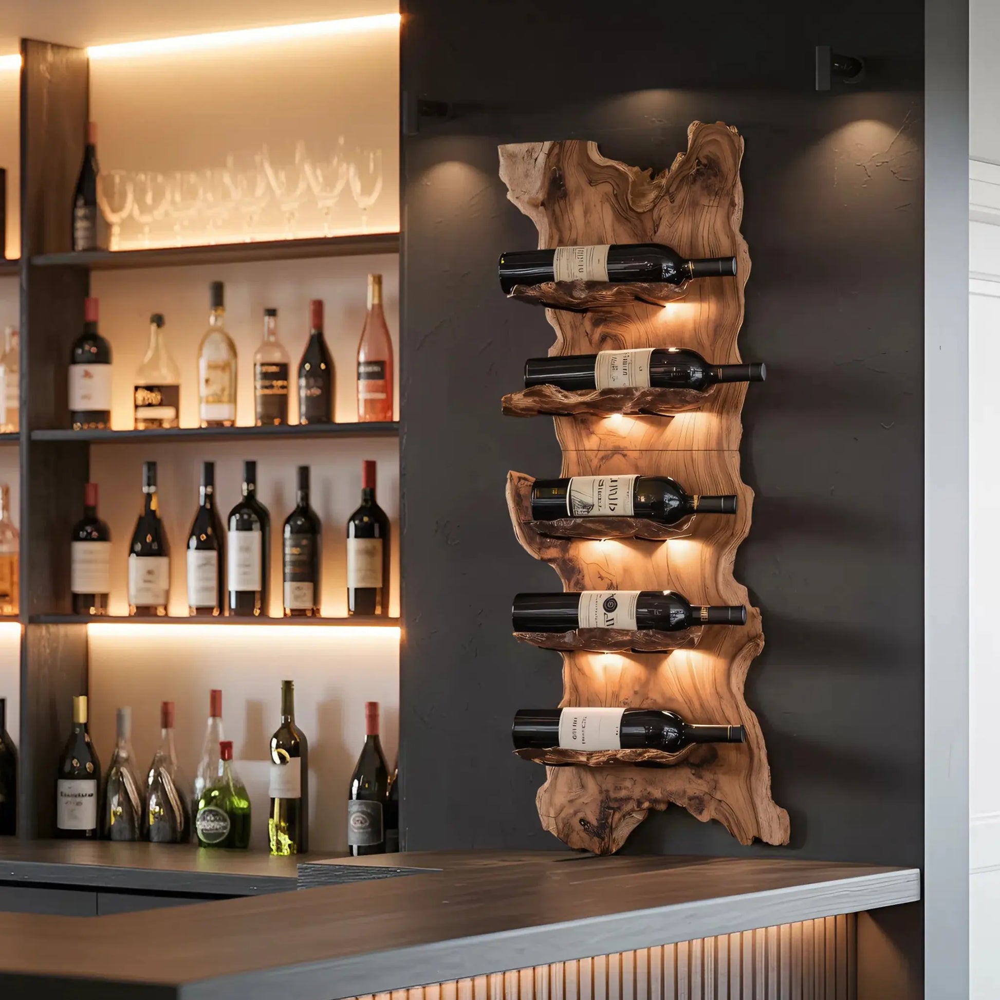 Modern Wooden Live Edge Wine Holder For Entryway Furniture Lynnsnail