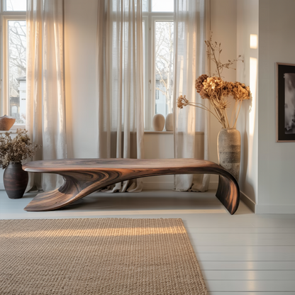 Modern Sculptural Bench With Flowing Curves For Living Room Lynnsnail