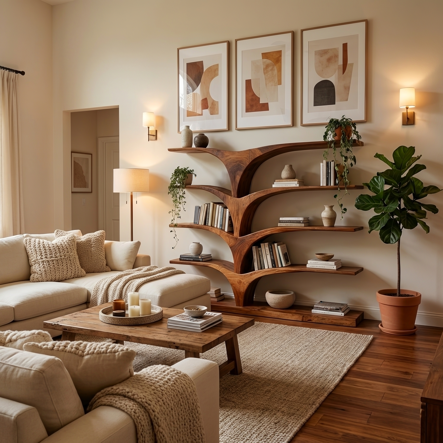 Contemporary Curved Bookshelf For Modern Interior Lynnsnail