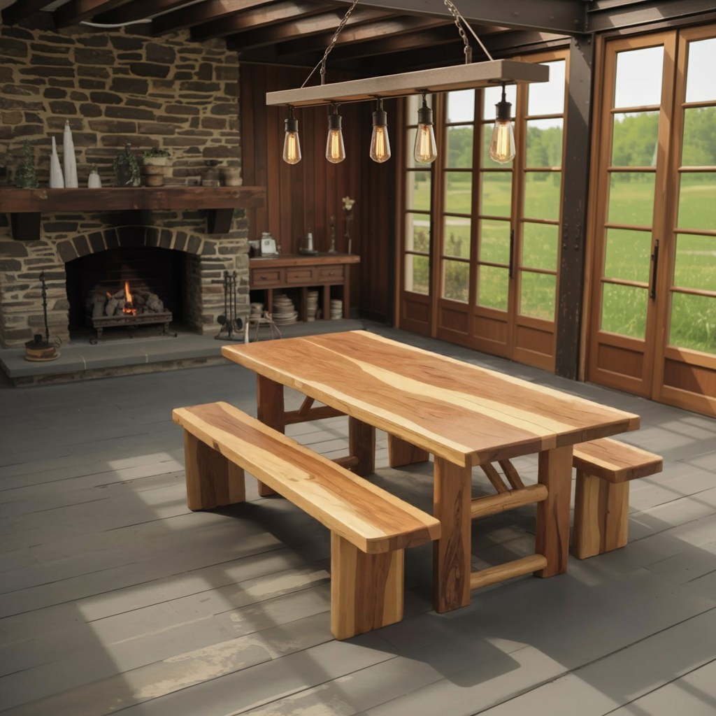 Rustic Outdoor Table With Benches For Garden Or Backyard Gatherings Lynnsnail