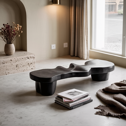 Contemporary Sculptural Wood Bench For Modern Living Room Or Gallery Lynnsnail