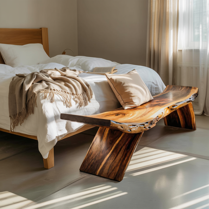 Rustic Live Edge Bench With Organic Curves For Entryway Lynnsnail