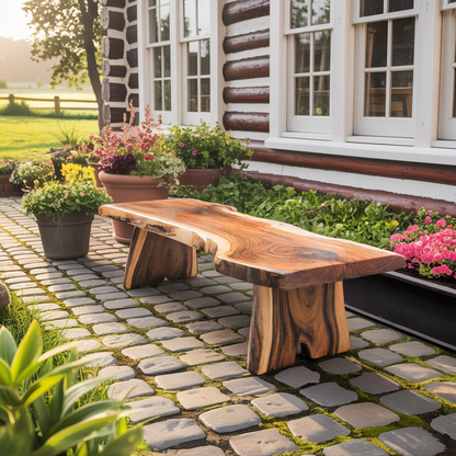 Minimalist Live Edge Outdoor Bench For Entryway Or Patio Lynnsnail