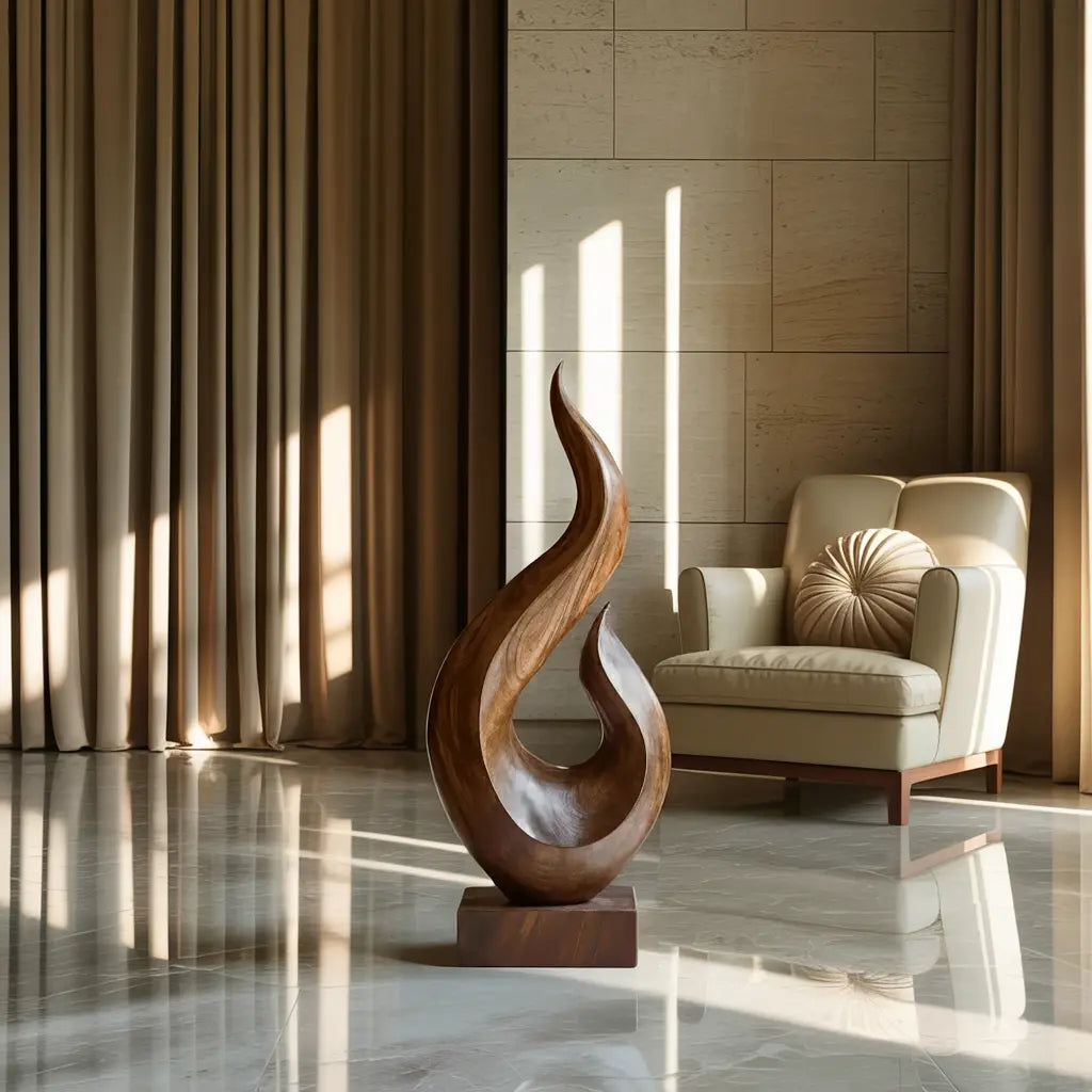 Handcrafted Abstract Wood Statue For Home Accent Lynnsnail