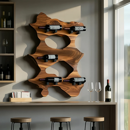 Rustic Solid Wood Live Edge Wine Rack For Entryway Lynnsnail