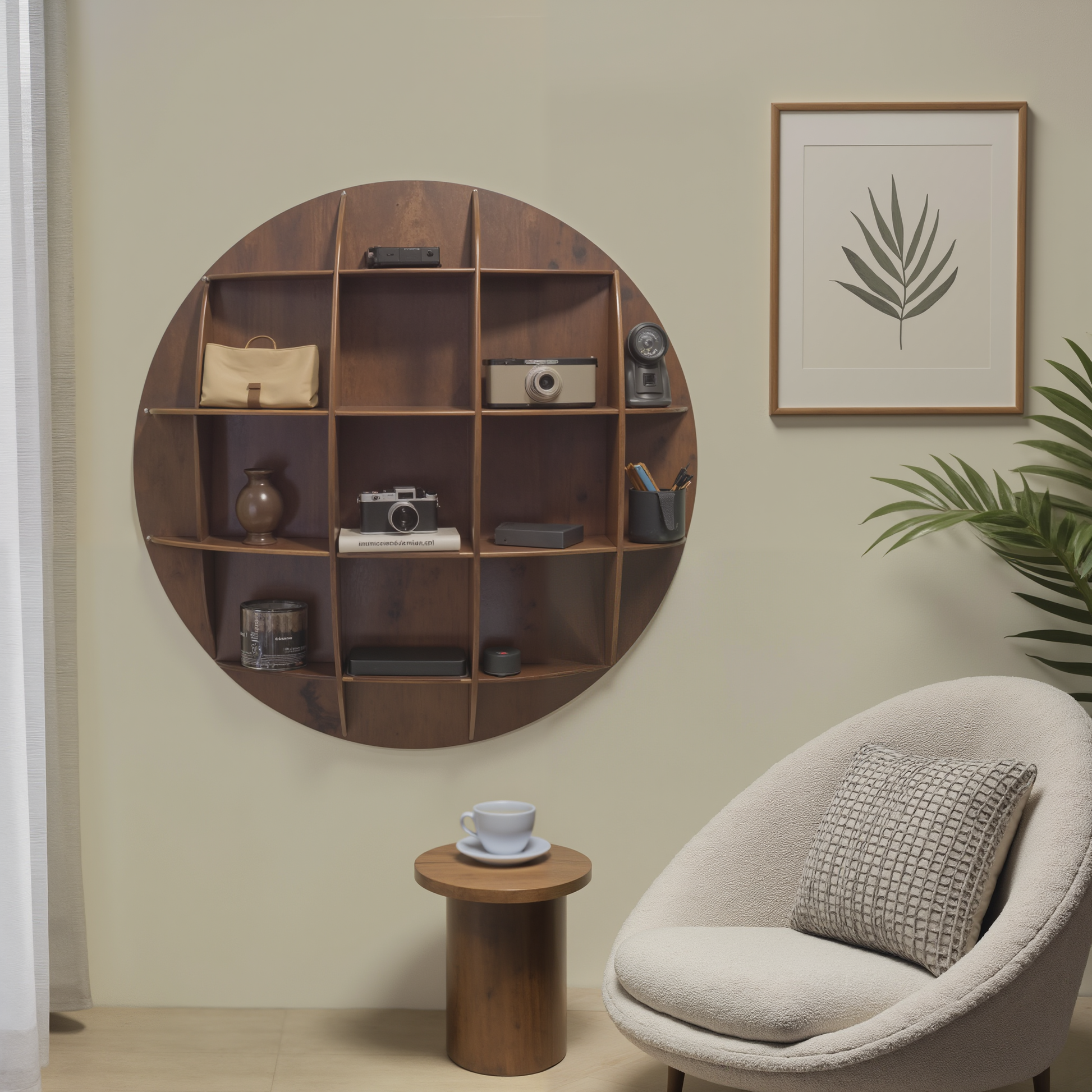 Modern Round Wall Mounted Shelf With Compartments For Living Room Office And Entryway Lynnsnail