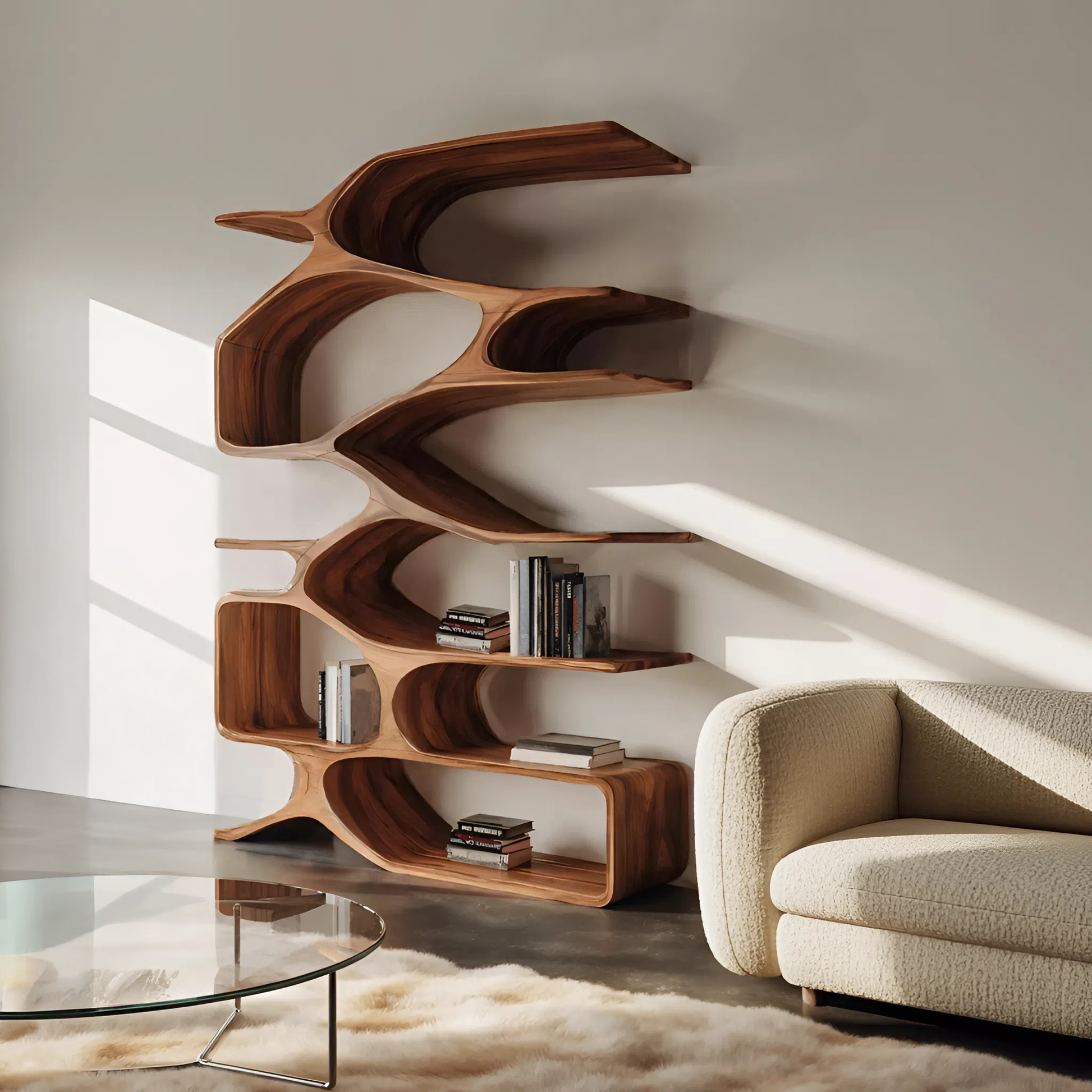 Organic Sculptural Bookshelf For Living Decor Lynnsnail