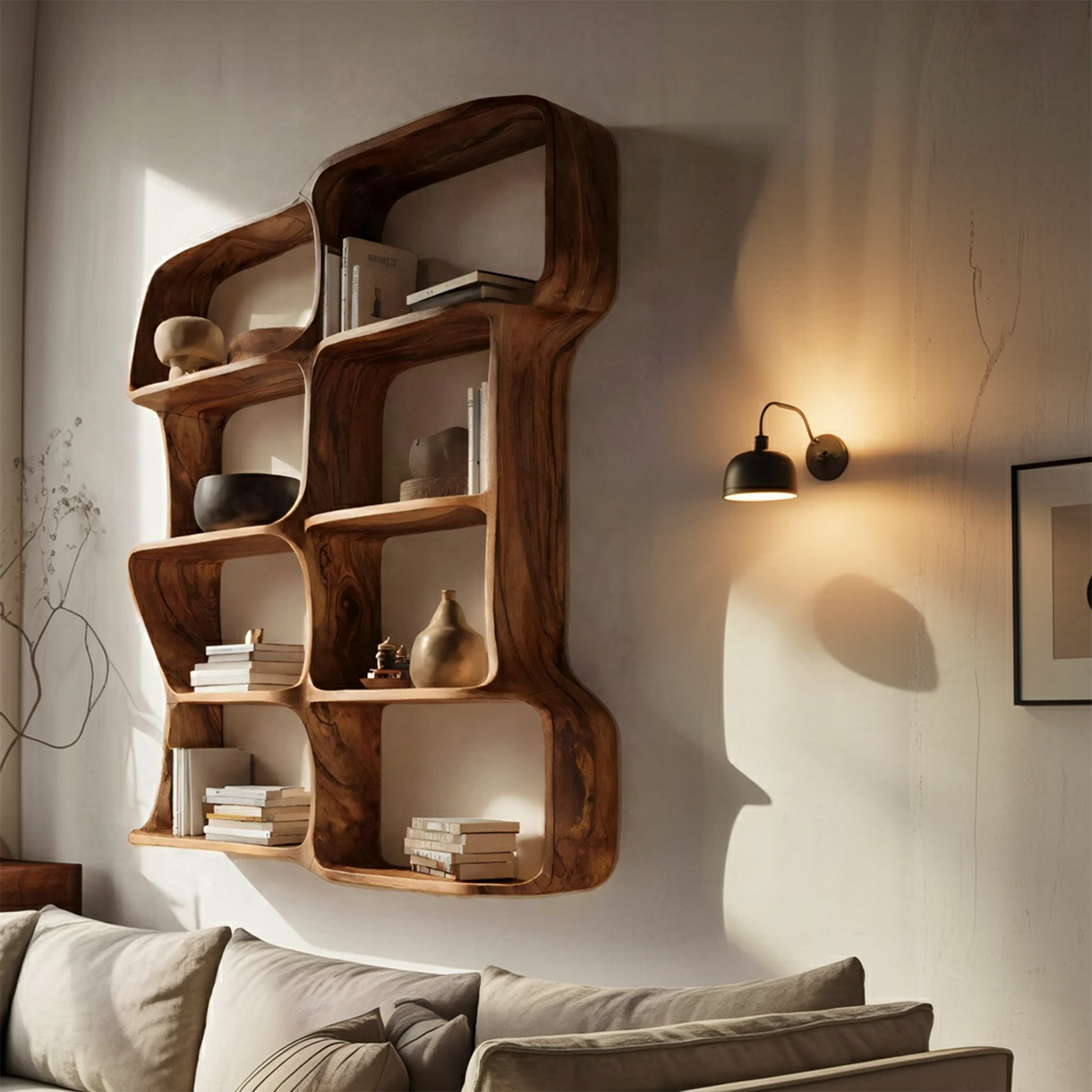 Modern Sculptural Floating Bookshelf For Bedroom Or Living Room Lynnsnail
