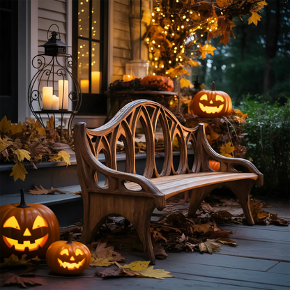 Farmhouse Solid Wood Halloween Bench For Outdoor Porch Design Lynnsnail