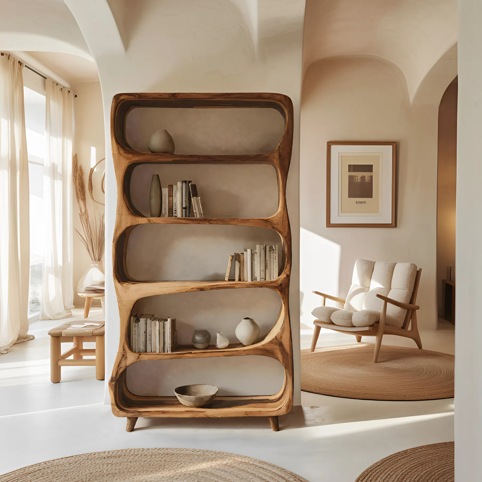 Handcrafted Bookshelf With Open Shelving Unit For Living Room Lynnsnail