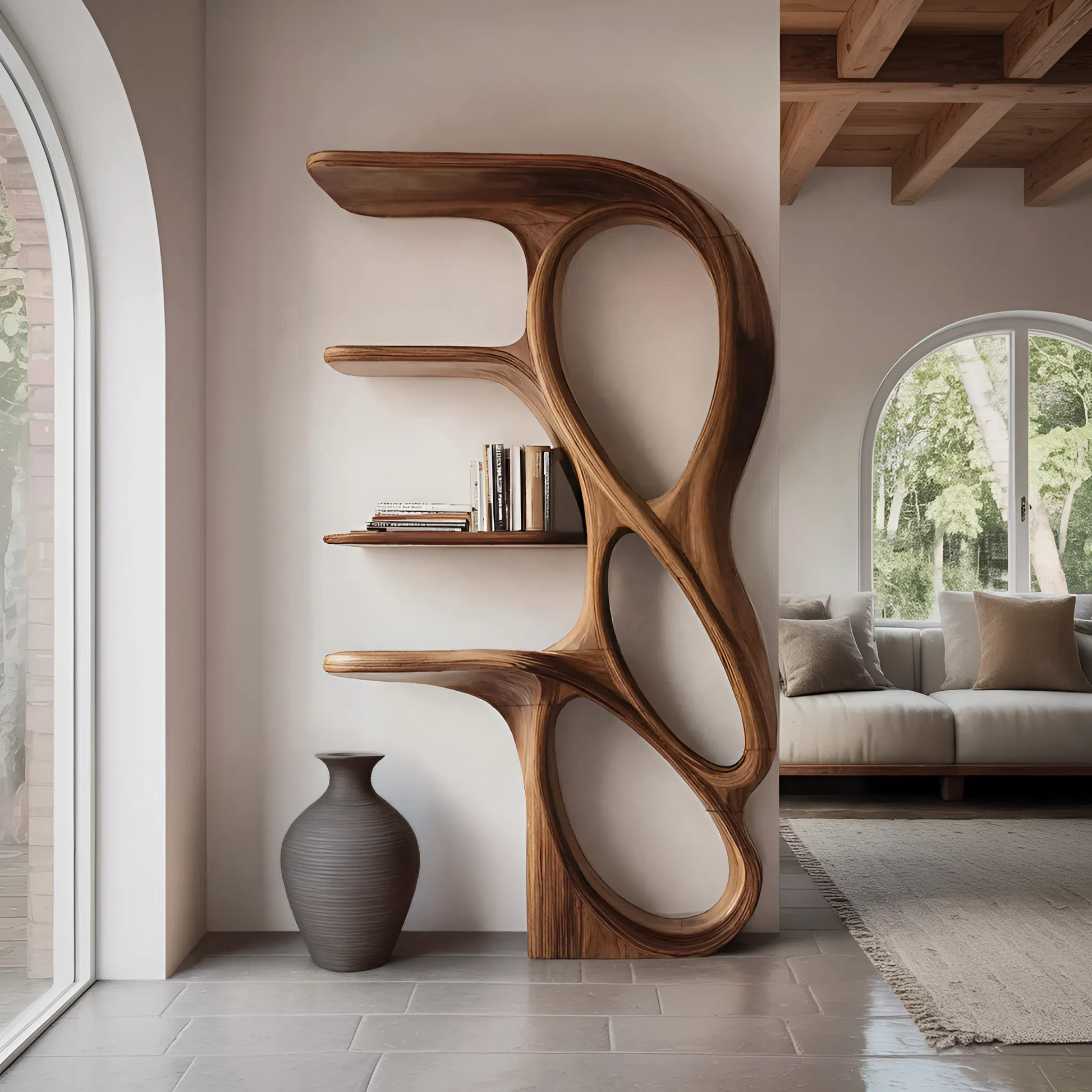 Contemporary Art Bookshelf For Living Room Decor Lynnsnail