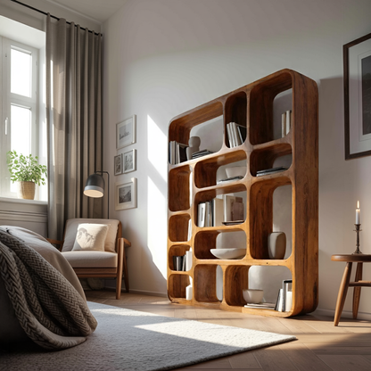 Modern Wall Bookshelf Multiple Compartments For Living Room Lynnsnail