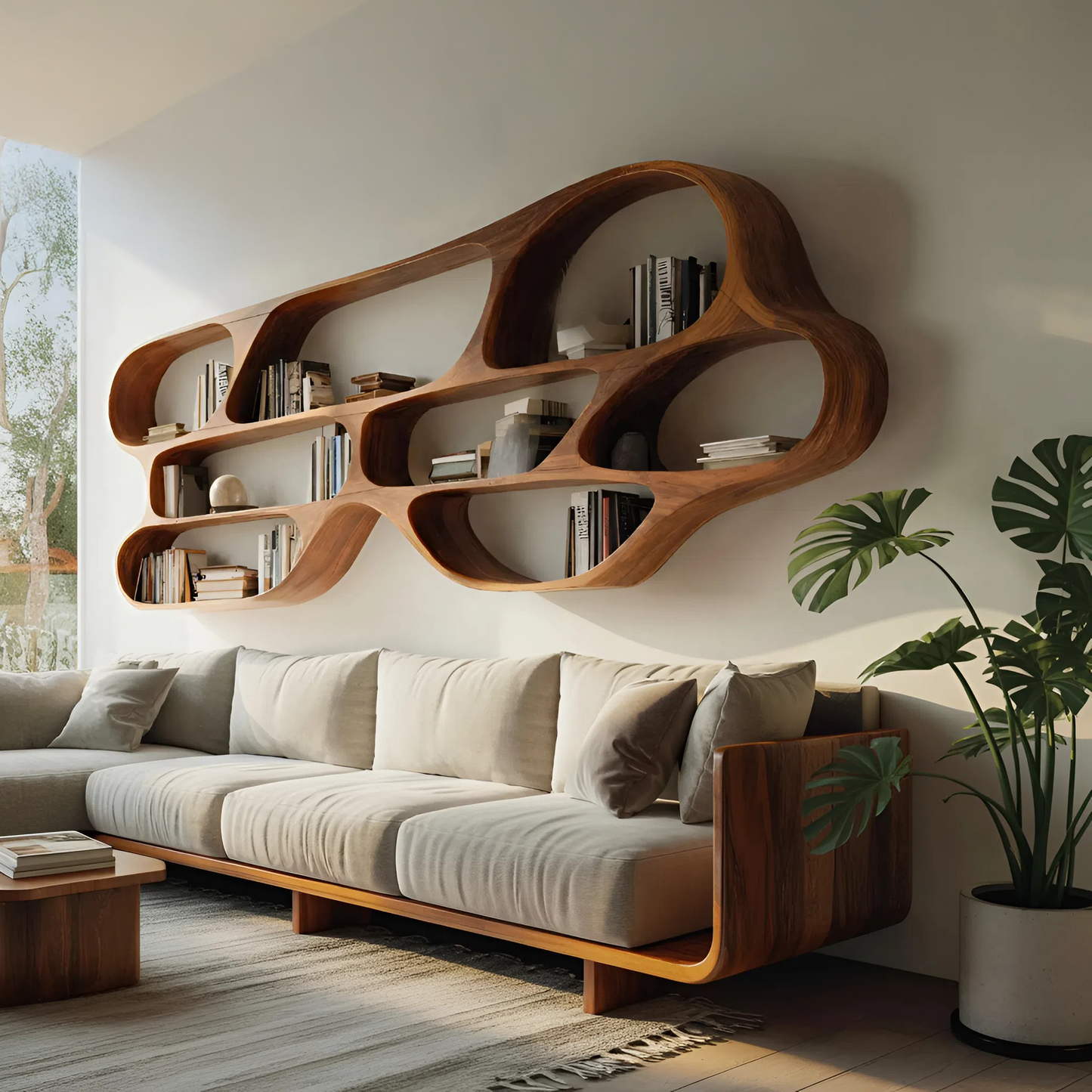 Organic Wall Bookcase For Bedroom Interior Design Lynnsnail