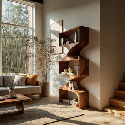 Modern Sculptural Wall Bookcase For Living Room Or Office Lynnsnail