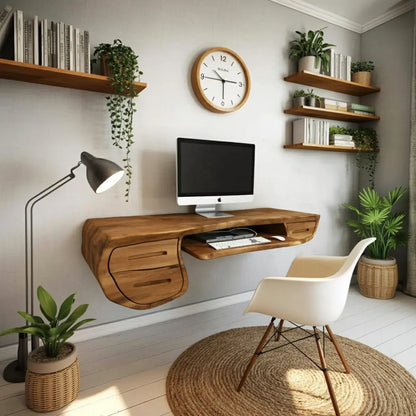 Floating Sculptural Desk With Drawers For Home Office And Studio Lynnsnail