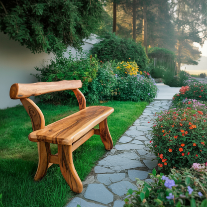 Rustic Garden Bench With Curved Seat For Patio Pathway And Front Porch Lynnsnail