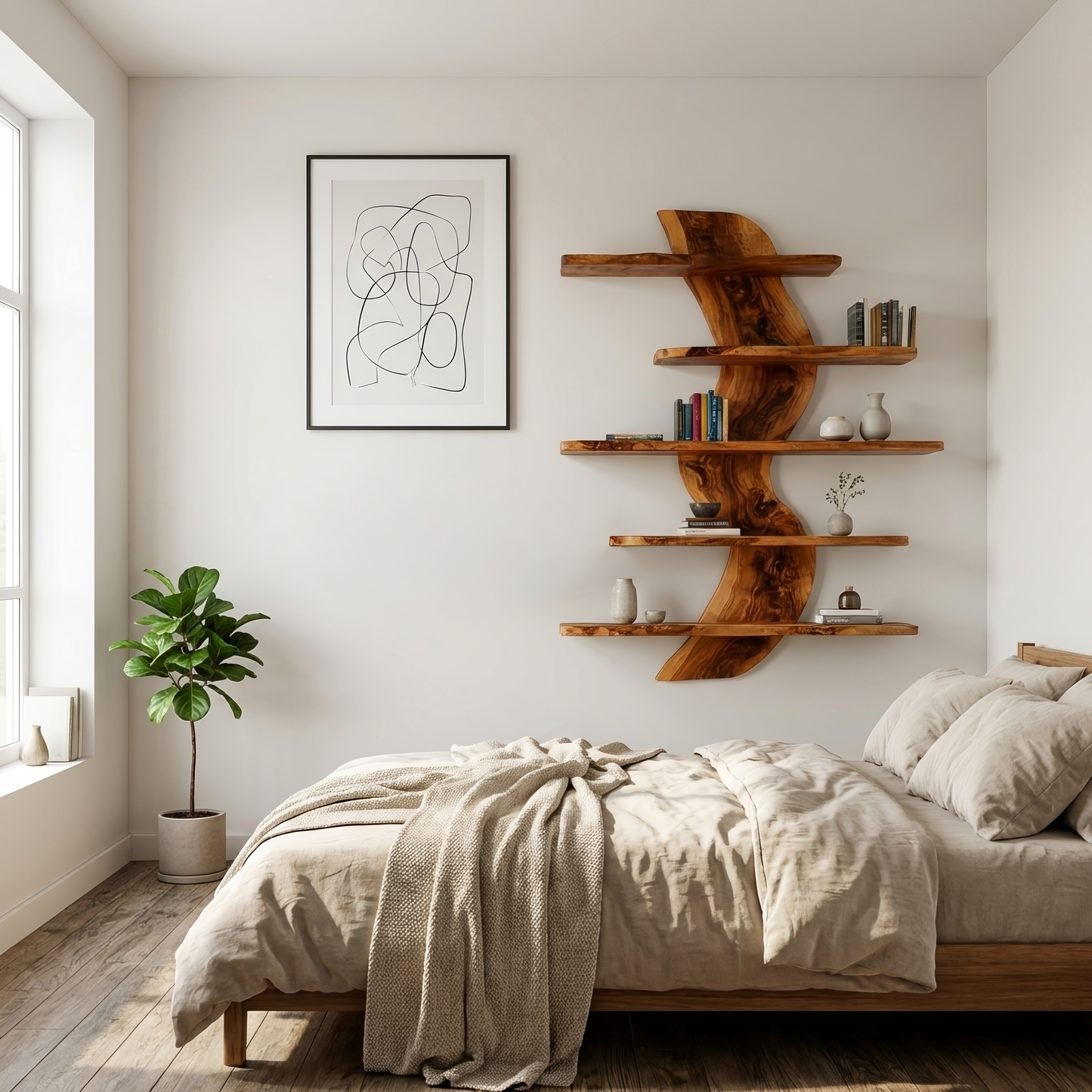 Sculptural Wall Mounted Bookshelf For Modern Living Room Lynnsnail