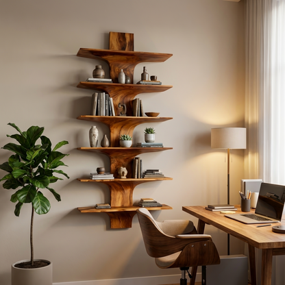 Contemporary Wood Wall Mounted Bookshelf For Home Interior Lynnsnail