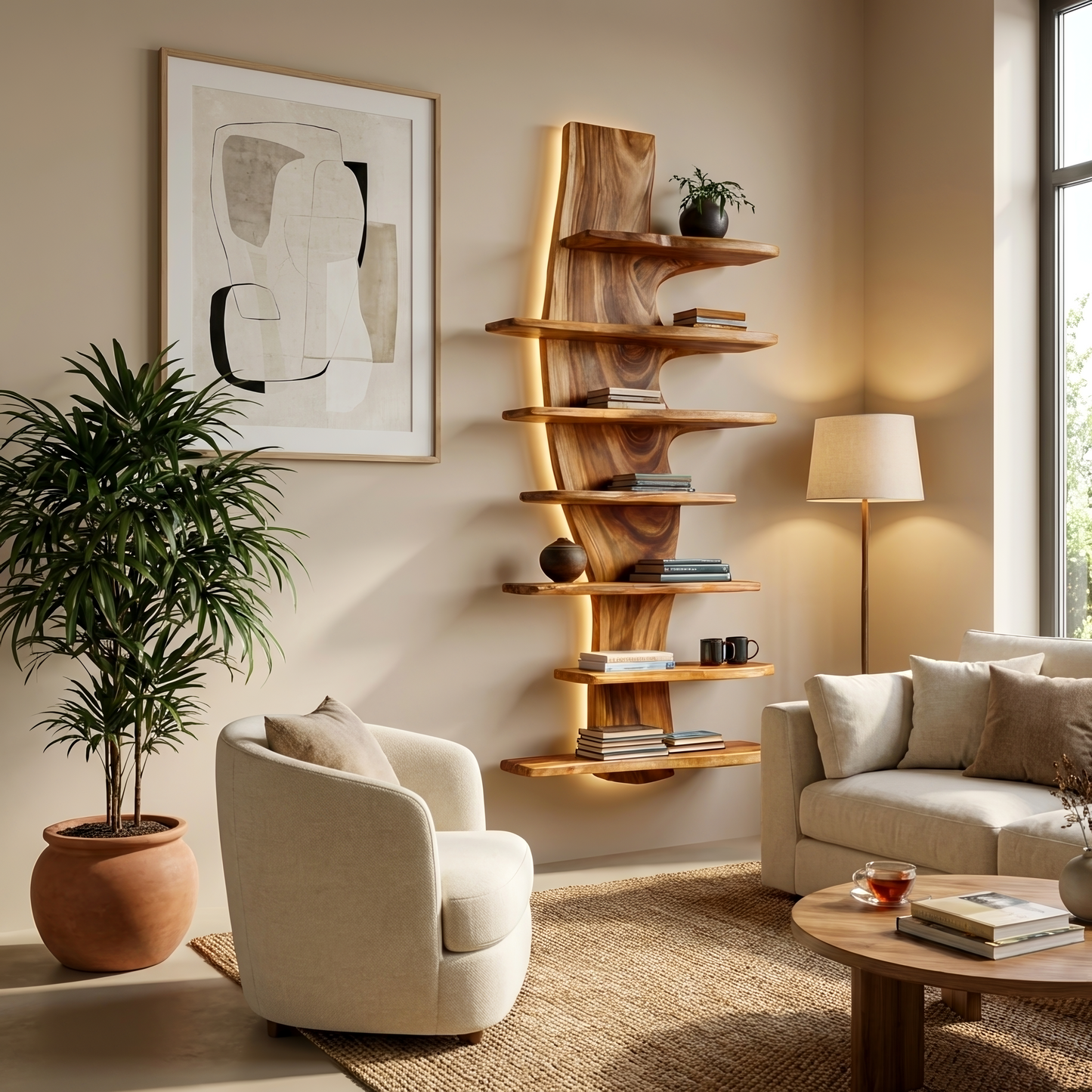 Modern Wooden Floating Bookshelf For Living Room Decor Lynnsnail