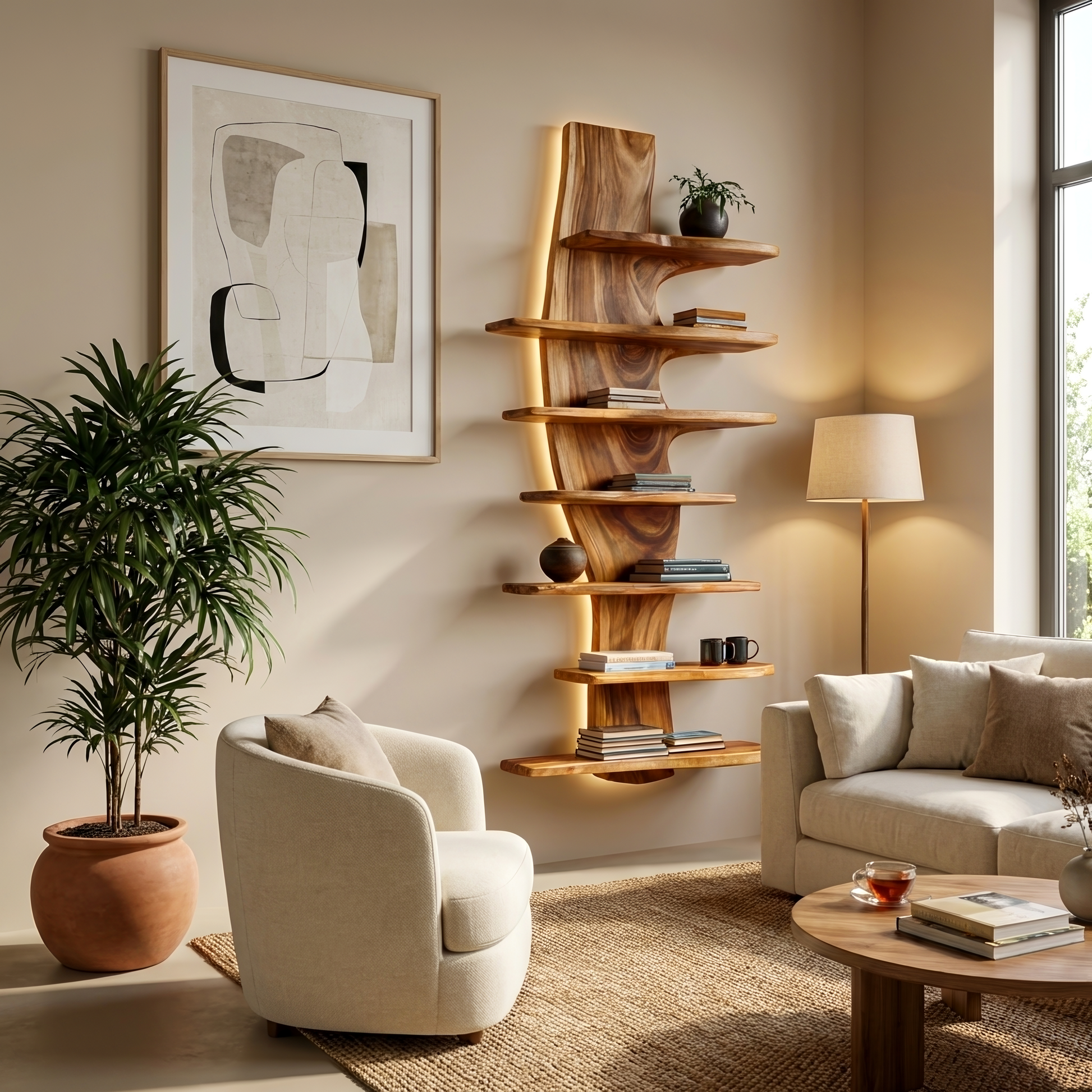 Modern Wooden Floating Bookshelf For Living Room Decor Lynnsnail