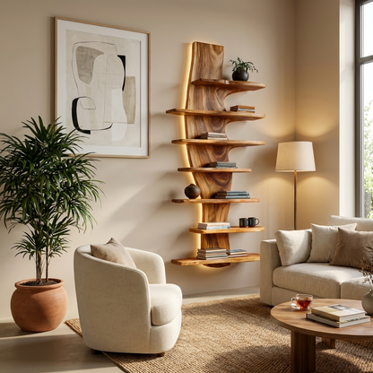 Modern Wooden Floating Bookshelf For Living Room Decor Lynnsnail