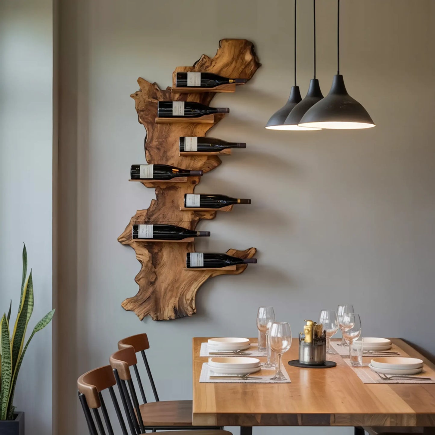 Modern Live Edge Wine Holder For Living Room Furniture Decor Lynnsnail