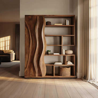 Modern Bookshelf With Wave Door For Home Decor Lynnsnail