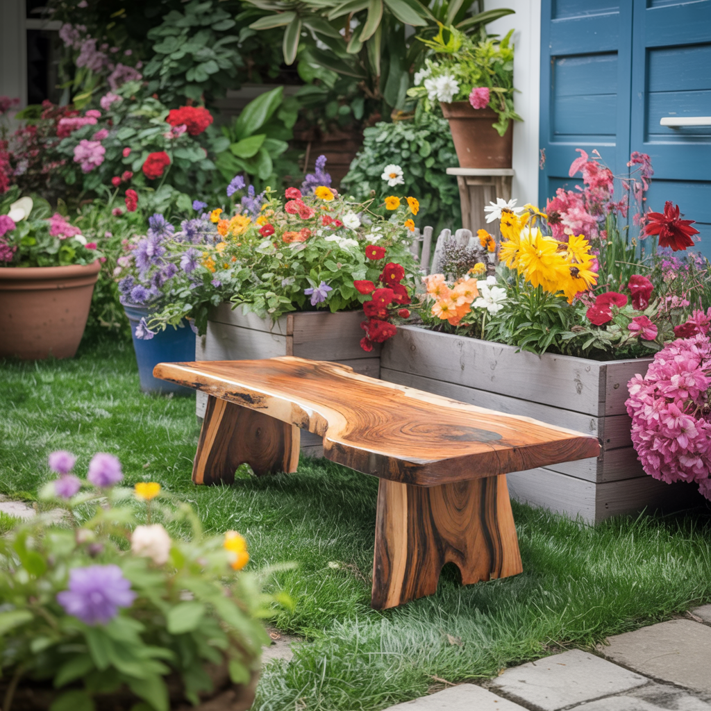 Minimalist Live Edge Outdoor Bench For Entryway Or Patio Lynnsnail