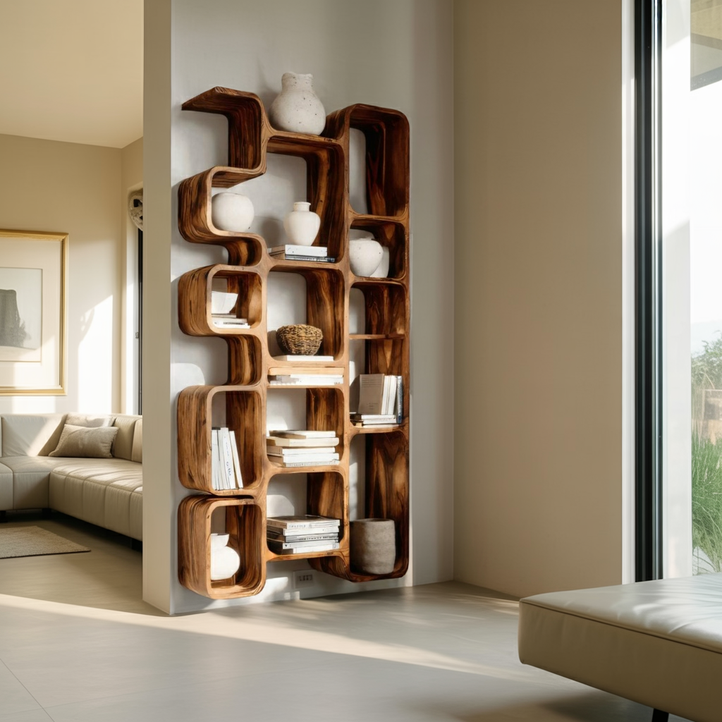 Modern Bookshelf With Integrated Compartments For Living Room Lynnsnail