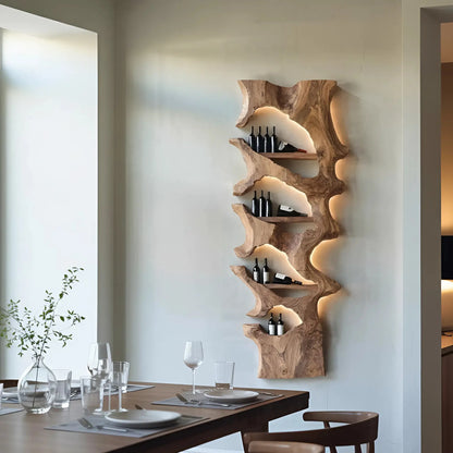 Mid Century Solid Wood Wine Rack For Bar Decor And Display Lynnsnail